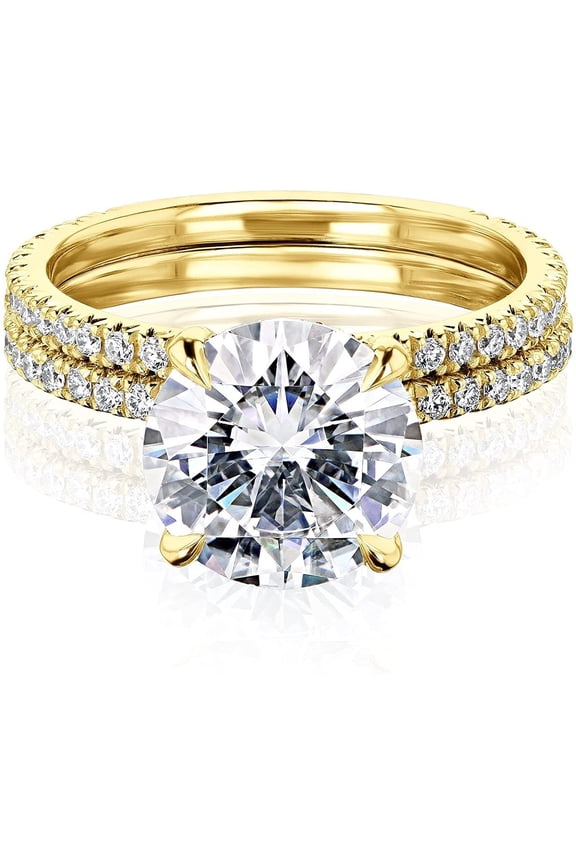 14k Gold Forever One Moissanite Wrap Basket Bridal Set DEF/VS, DEF/VS