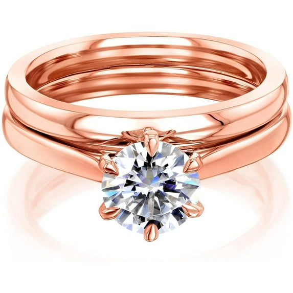 Kobelli 14k Gold Moissanite 6-Prong Solitaire Bridal Set HI/VS