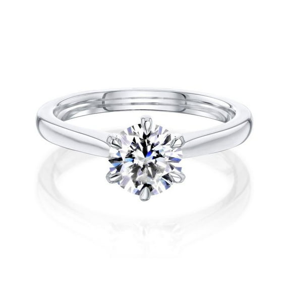 Kobelli 14k Gold Round Moissanite 6-Prong Ring HI/VS