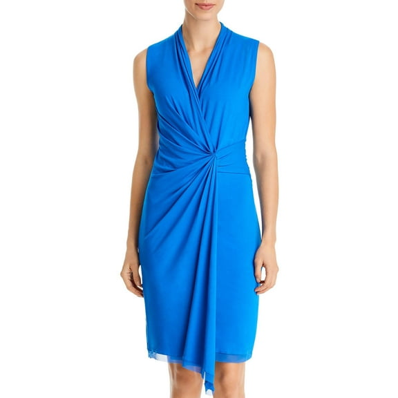 Kobi Halperin Womens Maureen Jersey Faux Wrap Sheath Dress