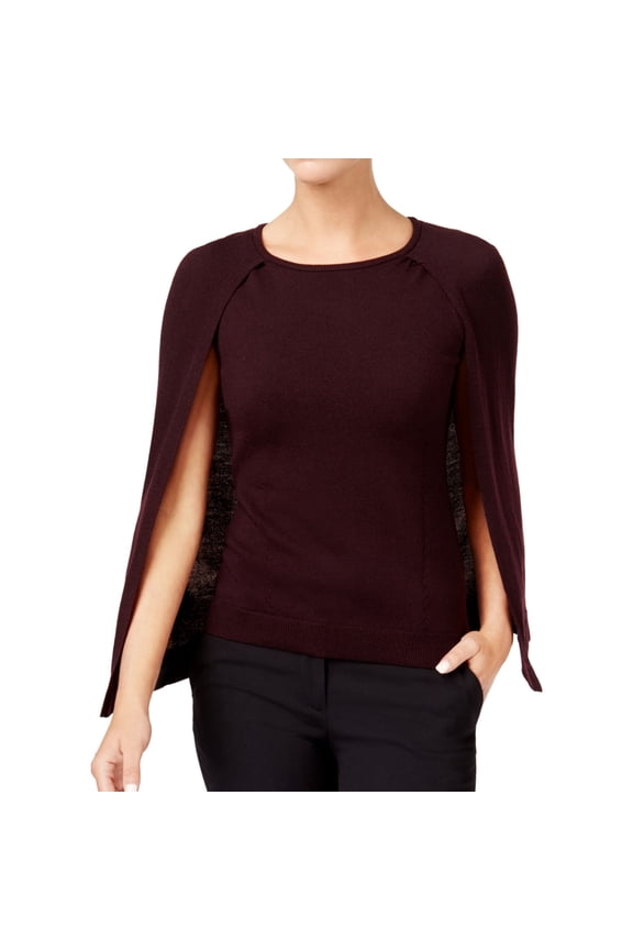 Womens Cape Knit Sweater, Red, Small