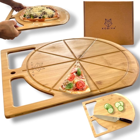 Kobiva 17x13.5 in Bamboo Dual Grip Cutting Board and Pizza Peel