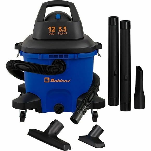 KOBLENZ Wet Dry Blow Vacuum 12 Gallon, 5.5 Peak HP 2-1/2 In x 7 Ft Locking Hose, 3 in 1 shop vac with 5 Year Warranty (WD-12 L4)