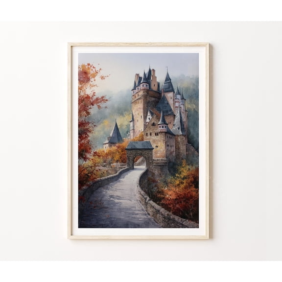 Koblenz Germany Rhine River Stolzenfels Castle Wall Art Decor, Unframed Paper Poster 8x10in