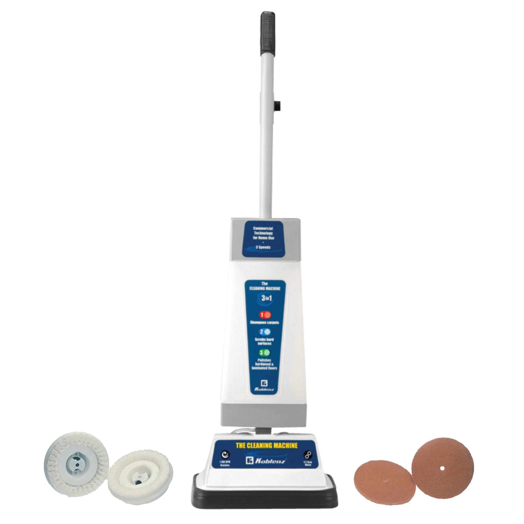 Koblenz The Cleaning Machine Shampoo Polisher in Gray with 2 PK 6-In Shampoo Brushes & 2 PK 6-In Cleaning Pads