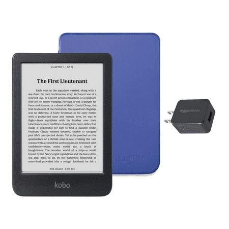 Kobo Clara BW eReader with Case Bundle (Cobalt Blue Basic SleepCover, Case + AC Bundle)