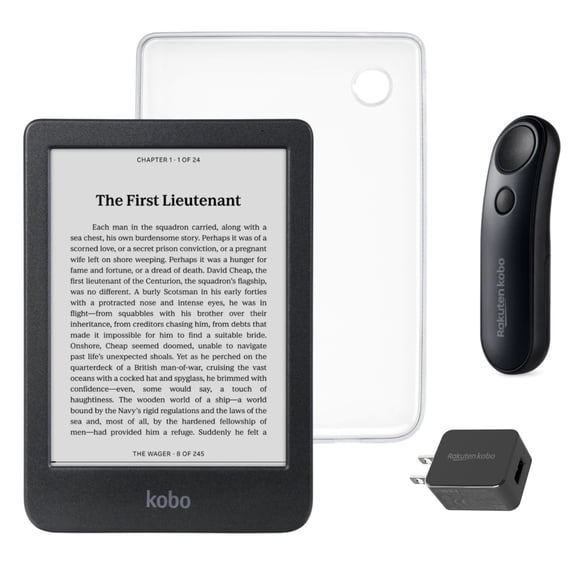 Kobo Clara BW eReader with Clear Case, Black Remote & AC Bundle