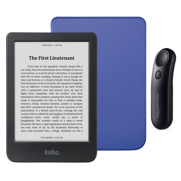 Kobo Clara BW eReader with Cobalt Blue Basic SleepCover & Black Remote Bundle