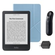Kobo Clara BW eReader with Dusk Blue SleepCover, Black Remote & AC Bundle