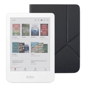 Kobo Clara Colour eReader White with Black SleepCover Case Bundle