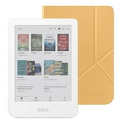 Kobo Clara Colour eReader White with Butter Yellow SleepCover Case Bundle
