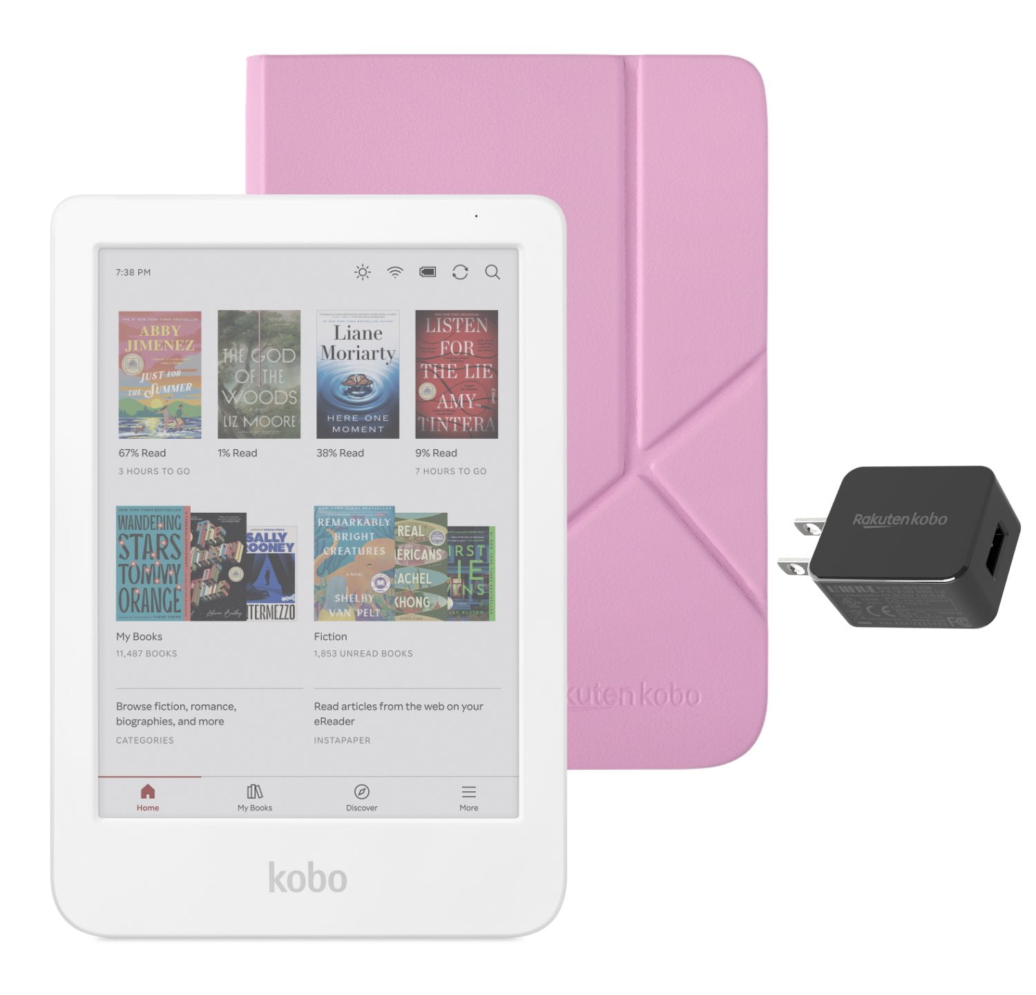 Kobo Clara Colour eReader White with Candy Pink SleepCover Case