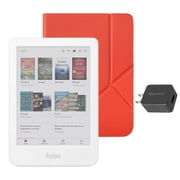 Kobo Clara Colour eReader White with Cayenne Red SleepCover Case & AC Bundle