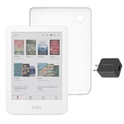 Kobo Clara Colour eReader White with Clear Case Case & AC Bundle