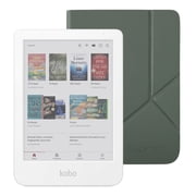 Kobo Clara Colour eReader White with Misty Green SleepCover Case Bundle