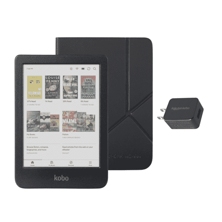Kobo Clara Colour eReader with Case Bundle (Black SleepCover, Case + AC Bundle)