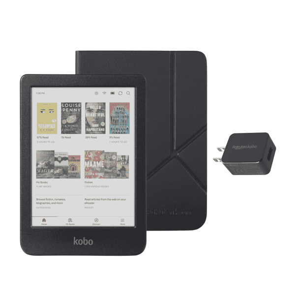 Kobo Clara Colour eReader with Case Bundle (Black SleepCover, Case
