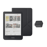 Kobo Clara Color eReader مع حزمة حالة Black SleepCover ، Case + AC Bundle