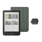 Kobo Clara Colour eReader with Case Bundle Misty Green SleepCover, Case + AC Bundle