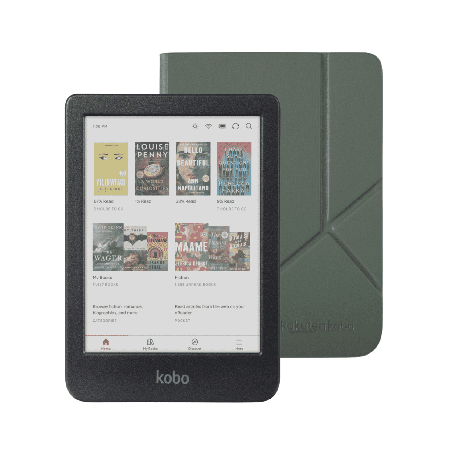 Green Ereader Kobo Clara Colour eReader with Case Bundle (Misty Green SleepCover ...