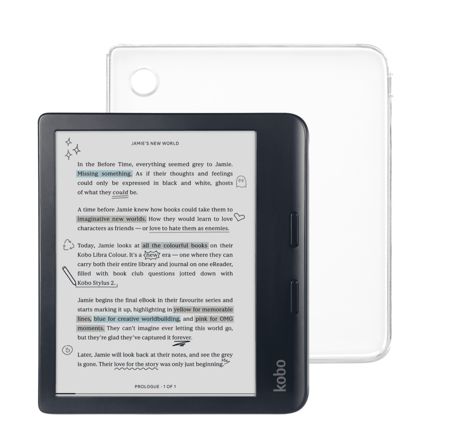 楽天 Kobo Libra 2 ブラック Kobo Libra Colour Black eReader with Case Bundle (Dusk Blue
