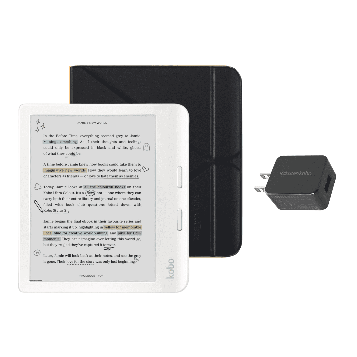 Free Shipping! Kobo Libra Colour White eReader with Clear