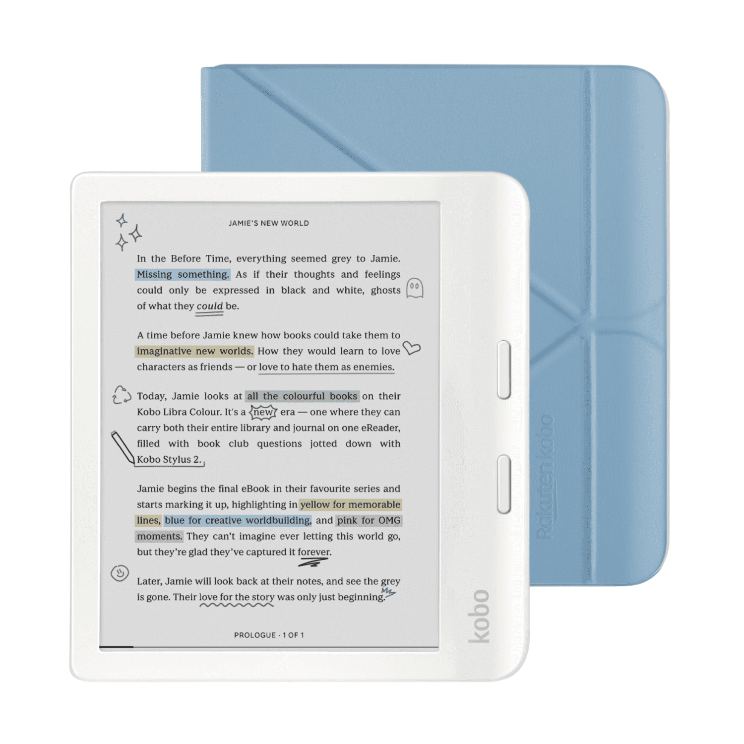 Kobo Libra Colour White eReader with Case Bundle (Black