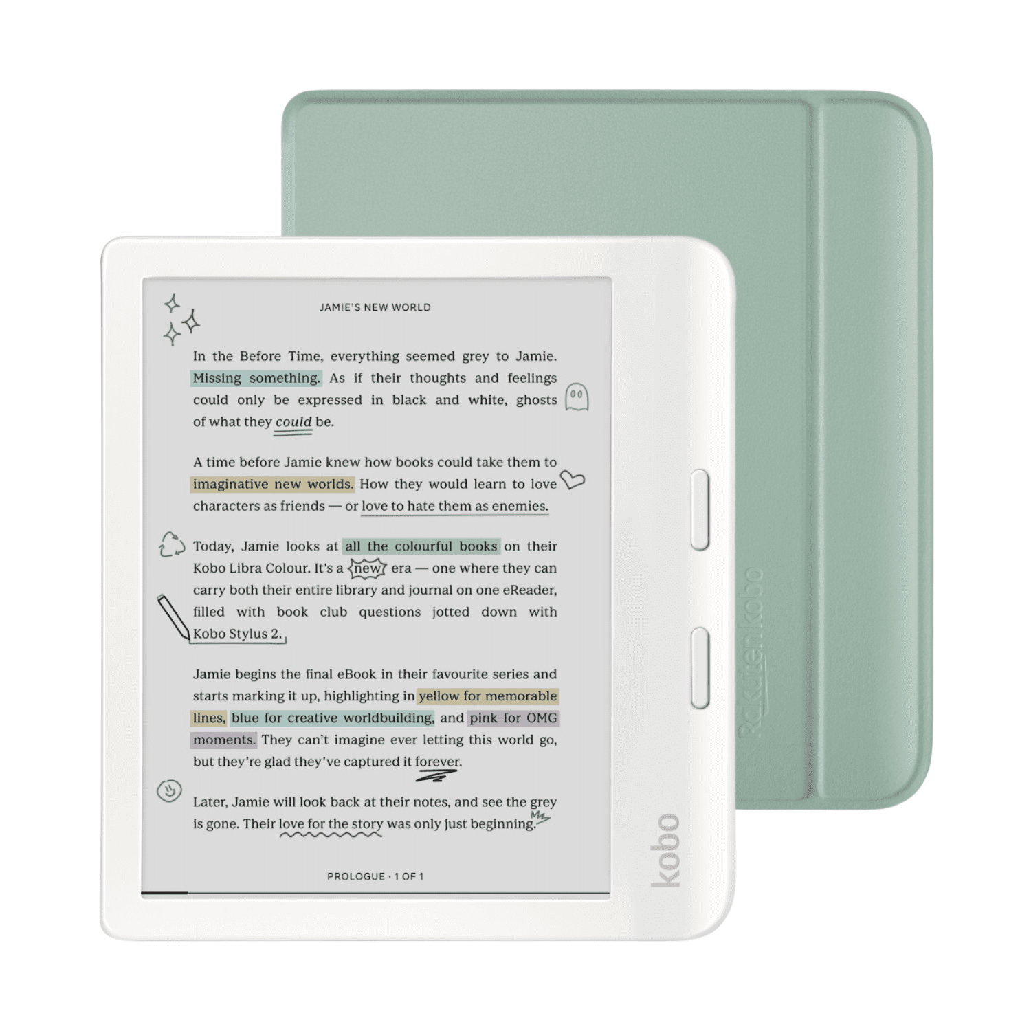 Free Shipping! Kobo Libra Colour White eReader with Garden Free Shipping! Kobo Libra Colour White eReader with Garden