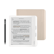 Kobo Libra Colour White eReader with Sand Beige Notebook SleepCover & Stylus Bundle