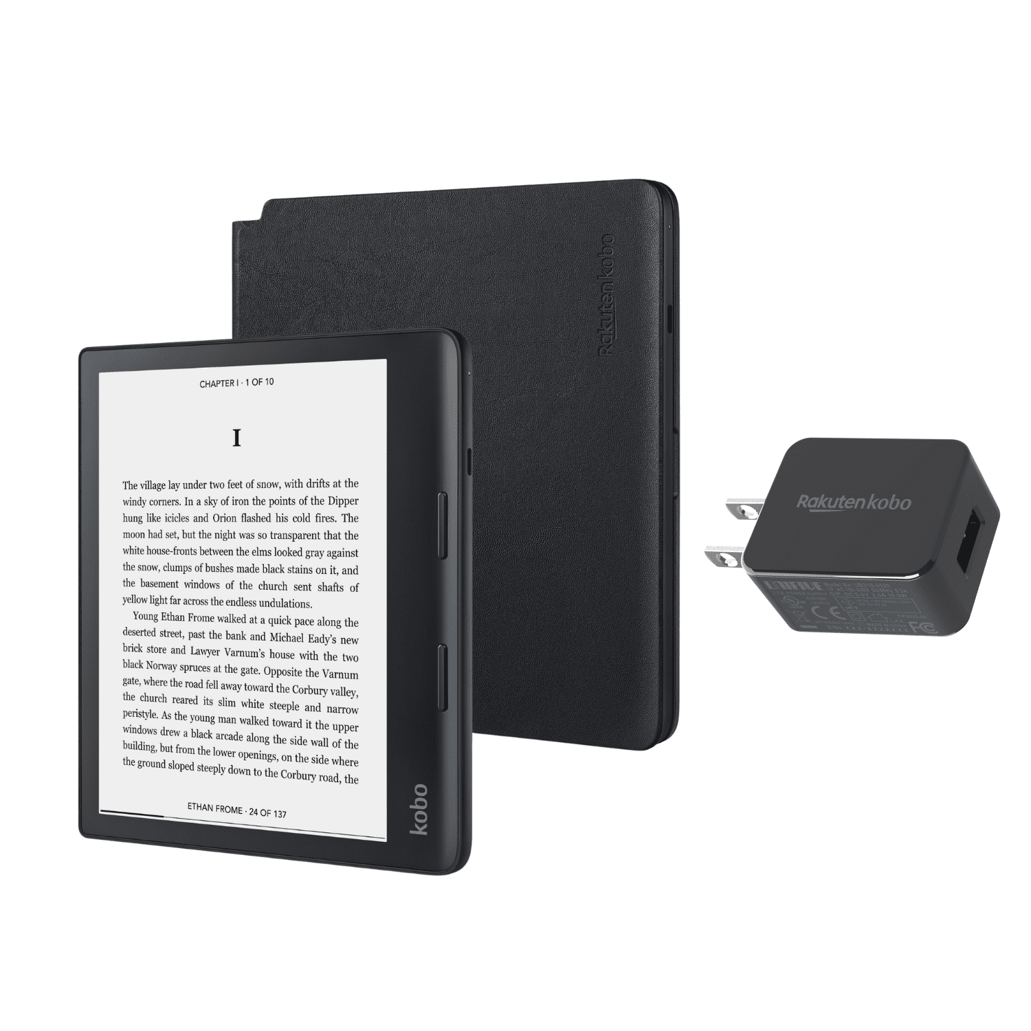 Kobo Sage eReader Bundle with SleepCover (Sage + Black PowerCover + AC