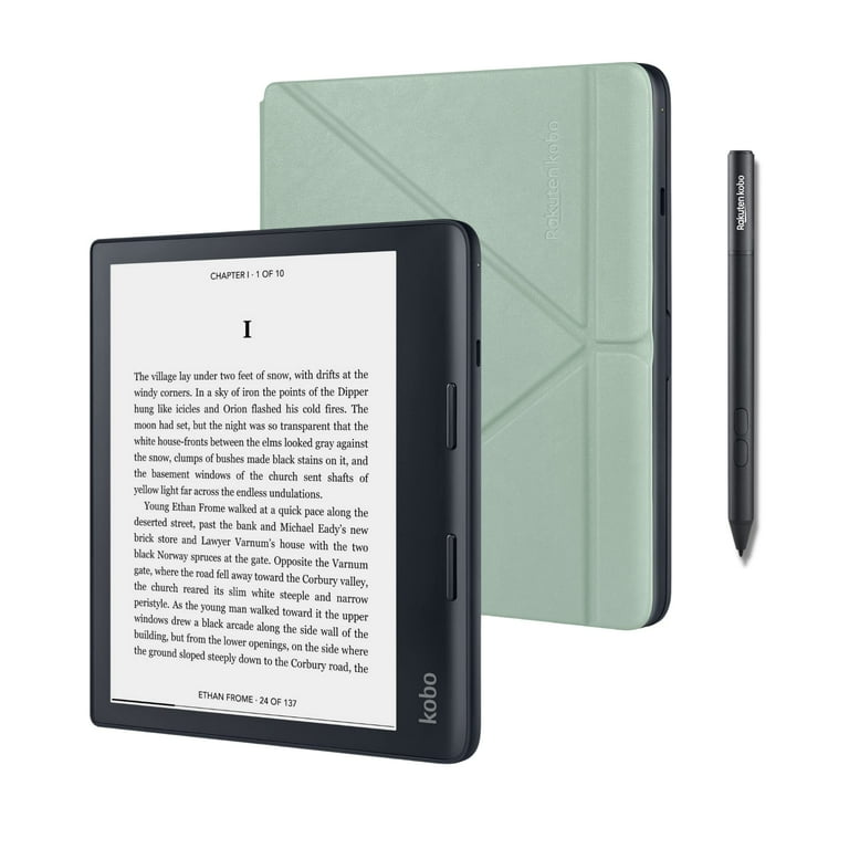 Kobo Sage eReader Bundle with Black SleepCover (Sage + Green
