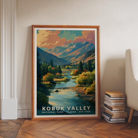 Kobuk Valley National Park Nature Landscape Retro Travel Poster Unframed Paper Print