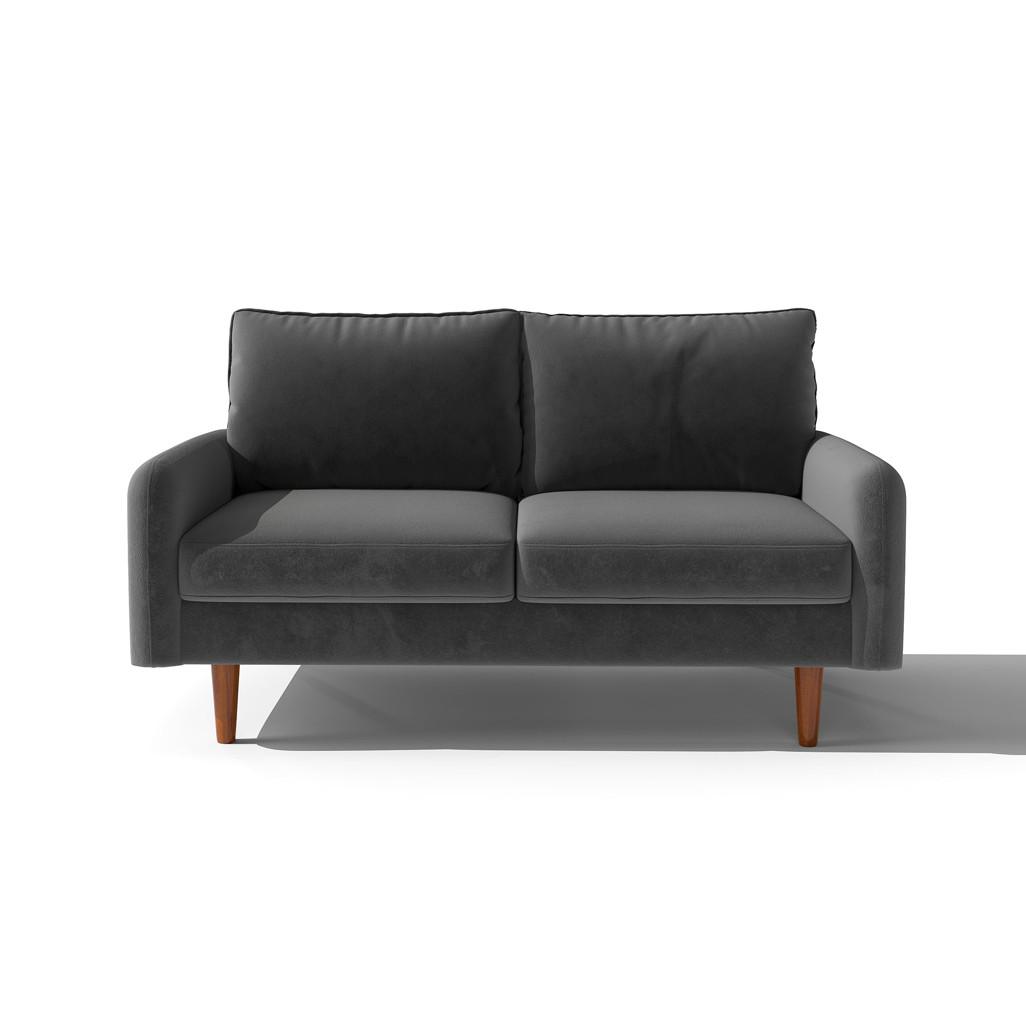 Koby Home 58" Small Space Loveseat Sofa Couch - Velvet, Comfy with Thick Cushions & Wood Frame for Living Room Apartment Eggplant