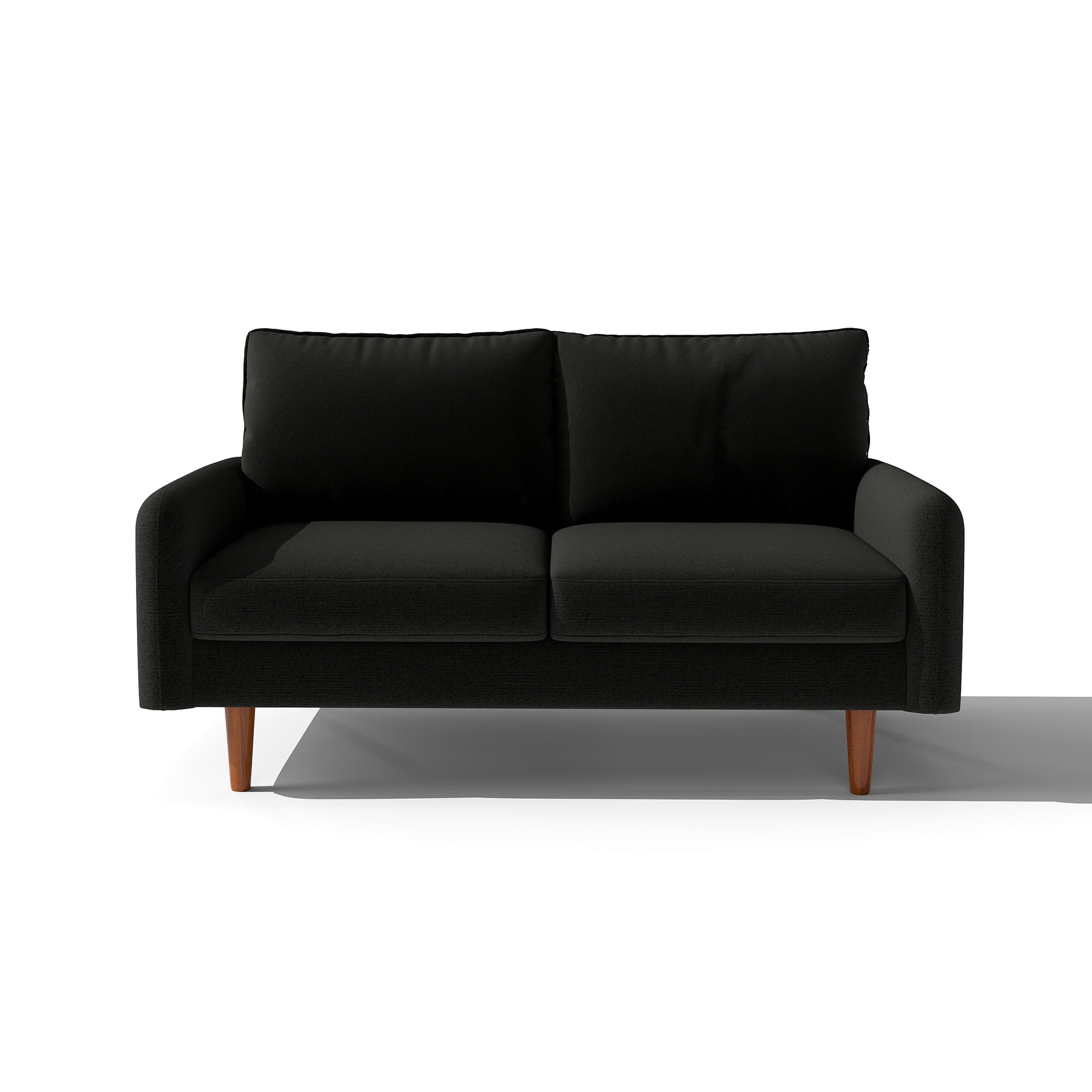 Koby Home 58" Loveseat Sofa Couch - Velvet Comfy with Wood Legs for Living Room Black