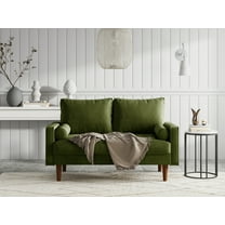 Koby Home 58" Small Space Velvet Comfy Loveseat Sofa Couch - Thick Cushions, Wood Frame & Throw Pillows for Living Room Apartment