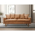 thumbnail image 1 of Koby Home 70" Mid-Century Loveseat Sofa Seat Faux Leather Sofas Couches 3-Seater Camel Brown, 1 of 5