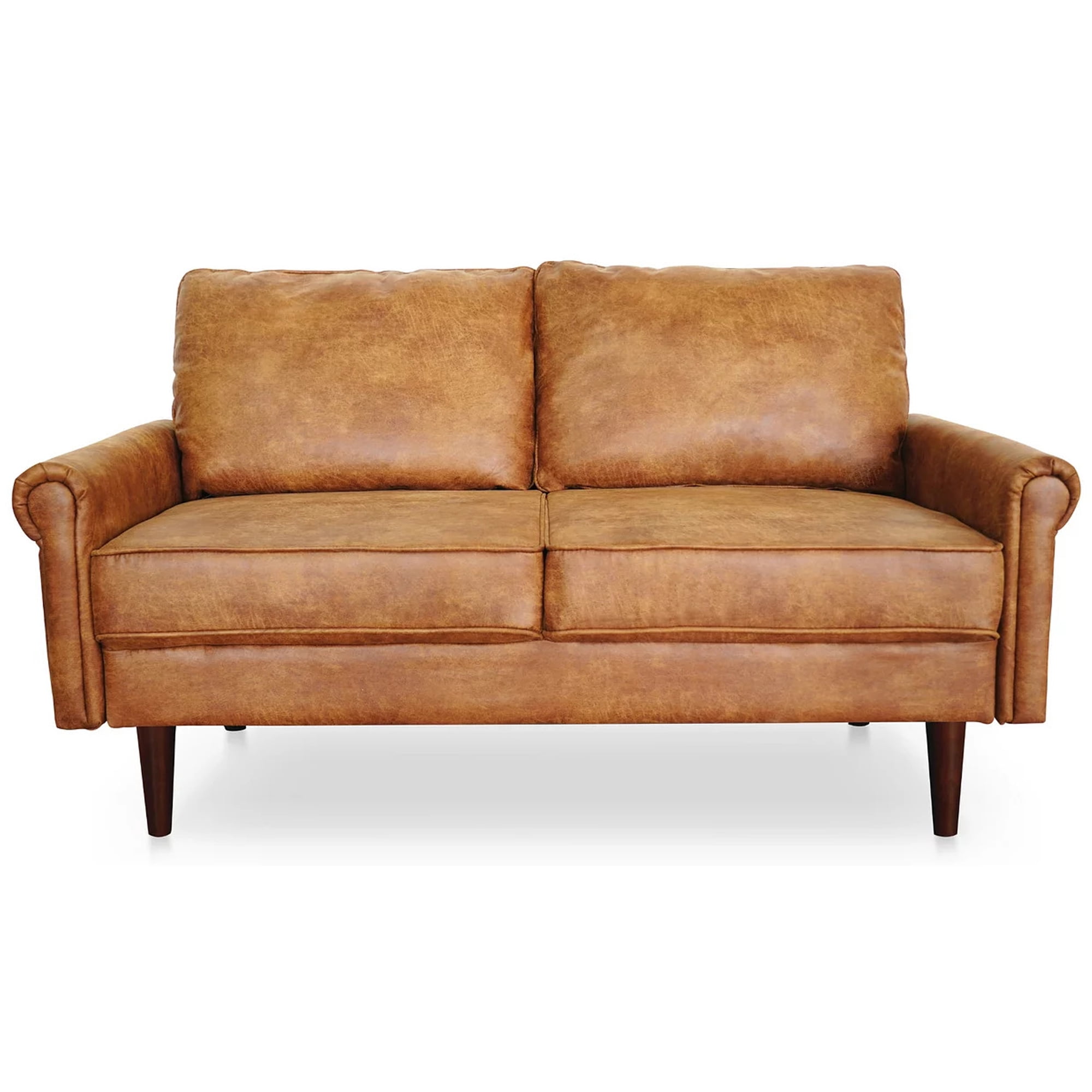 Koby Home Faux Leather Loveseat Sofa Mid Century 60