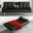 thumbnail image 1 of Koby Home Futon Sofa Bed Convertible Folding Leather Couch with 2 Cup Holders, Black Twin, 1 of 9