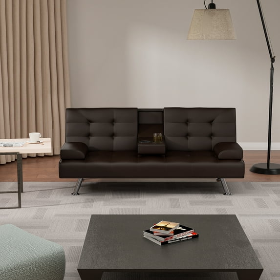 Koby Home Futon Sofa Bed Queen Couch Sectional Sleeper Sofas Couches for Living Room Browm