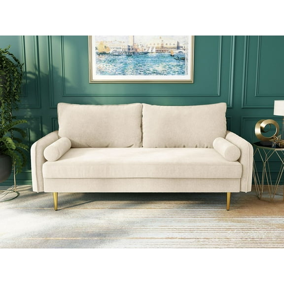 Koby Home Sectional Sofa Velvet Sleeper Sofas 70" Couch 3-Seater Couches for Living Room Burgundy Red