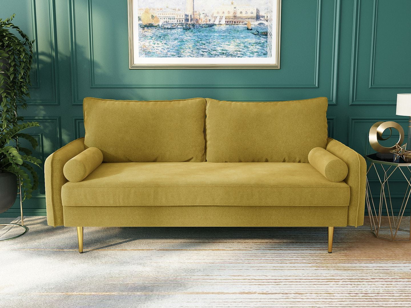 Koby Home Sectional Sofa Velvet Sleeper Sofas 70" Couch 3-Seater ...