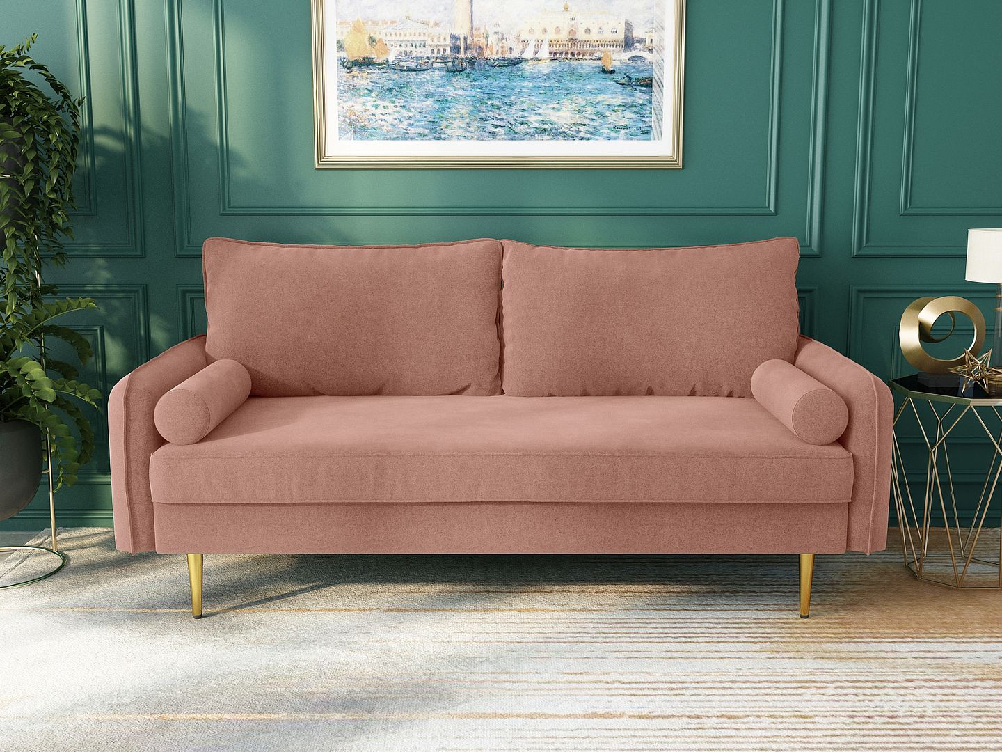 Koby Home Sectional Sofa Velvet Sleeper Sofas 70" Couch 3Seater