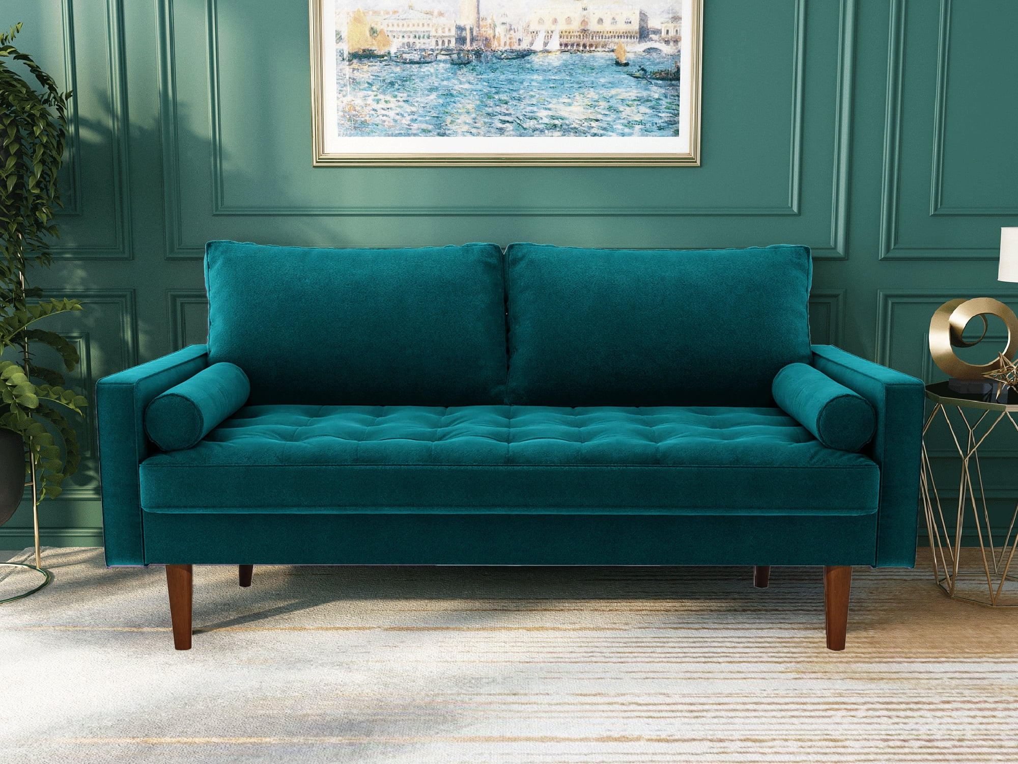 Koby Home Sectional Sofa Velvet Couch 70" Sleeper Sofas Couches for