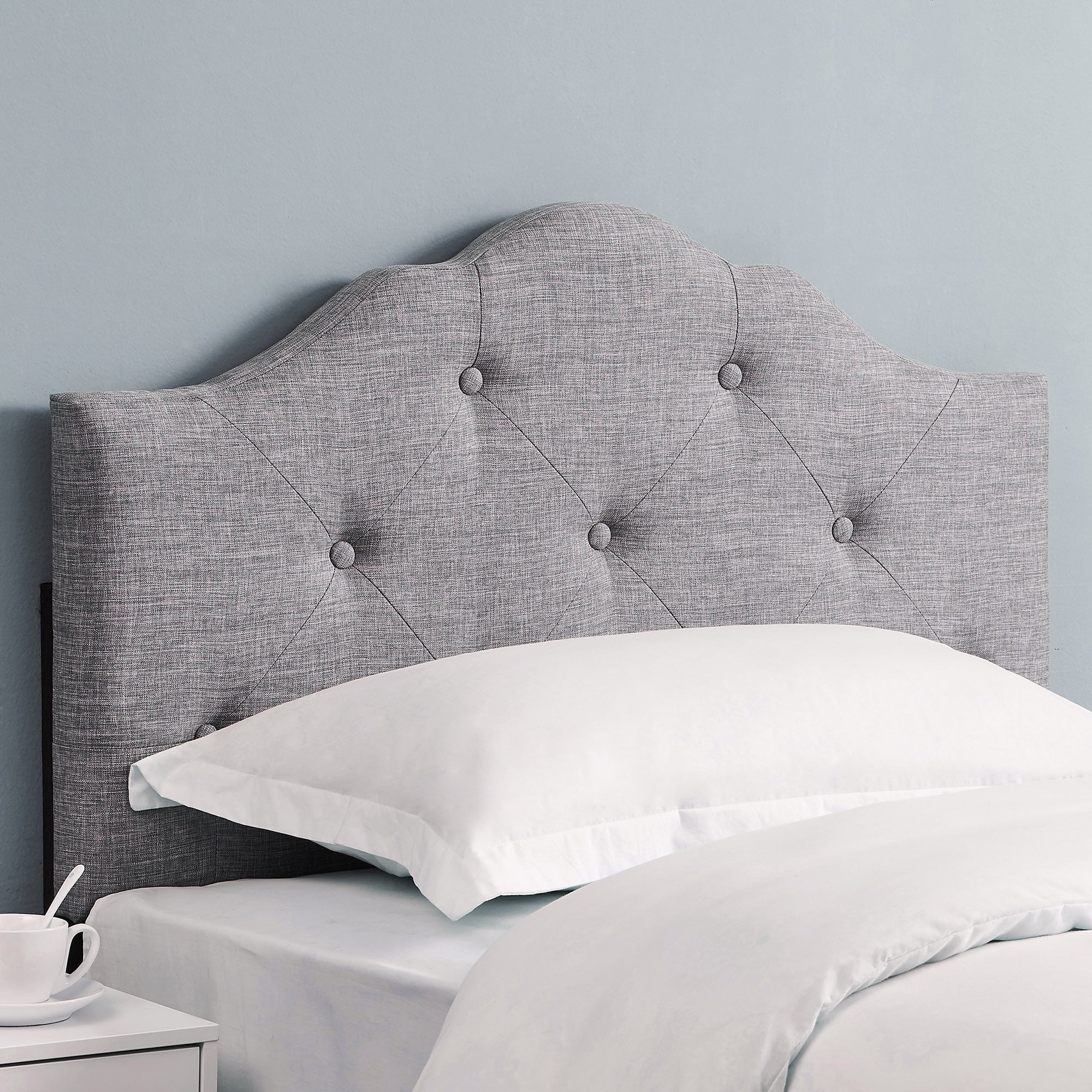 Koby Home Upholstered Headboard Solid Wood Modern Style Twin Size Gray