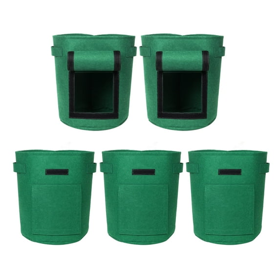 Koby Home W 7 Gallon Grow Bags for Vegetables & Plants - Heavy Duty Fabric Pots with Handles, Breathable Plant Containers for Potatoes, Ginger, Tomatoes - Reusable Garden Planting Bags (5-Pack)