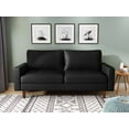 thumbnail image 1 of Koby Home's Collection Luca Modern Futon Sofa, Upholstered in Faux Leather with Track Arms, Cushion Back, and Wooden Legs, Living Room Furniture, Metallic Black Color, 1 of 4