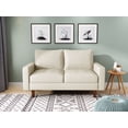 thumbnail image 1 of Koby Home's Collection Luca Modern Loveseat, Upholstered in Faux Leather with Track Arms, Cushion Back, and Wooden Legs, 2-Seater for Small Space, Soft White Color, 1 of 4