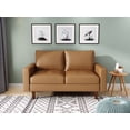 thumbnail image 1 of Koby Home's Collection Luca Modern Loveseat, Upholstered in Faux Leather with Track Arms, Cushion Back, and Wooden Legs, 2-Seater for Small Space, Tan Brown Color, 1 of 4