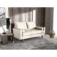 thumbnail image 1 of Koby Home's Collection Stanley Modern Button-tufted Loveseat, Upholstered in Faux Leather with Track Arms, Cushion Back, and Wooden Legs, 2-Seater for Small Space, Soft White Color, 1 of 3