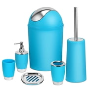 Imountek 6 Pieces Bathroom Accessories Set, Soap Dispenser, Toothbrush Holder, Tumbler, Soap Dish, Toilet Brush with Holder, Trash Can